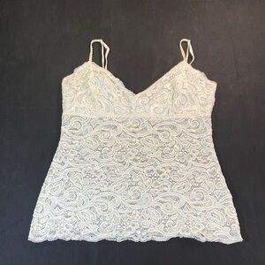 Guess White Y2K Woman Small transparent Lace Detail Top Camisole Lingerie